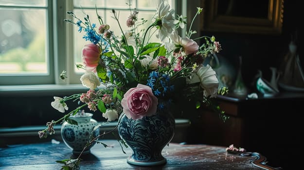 Beautiful bouquet of flowers in a vase. Floral arrangement