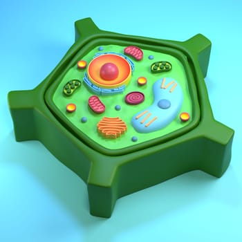 High resolution stylized 3D plant cell ideal for education and design.