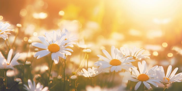 field of daisies with the sun rising in the background AIG51A.
