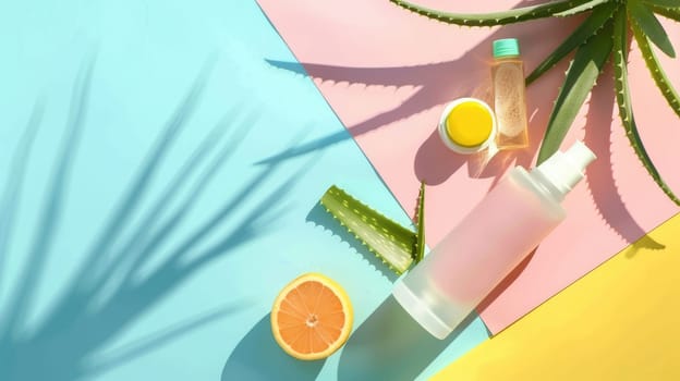 There is an assortment of Green and Yellow fruits and leaves spread out on the table, including Water, Rangpur, Sweet lemon, Lemon peel. The table is beautifully decorated with Plant and Dishware AIG50