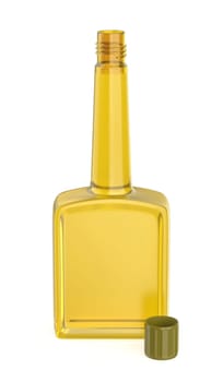Empty tall plastic bottle for olive oil, motor oil, automotive fuel additive or other purposes