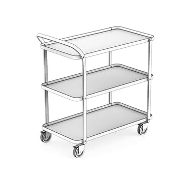Sketch of food serving cart on white background