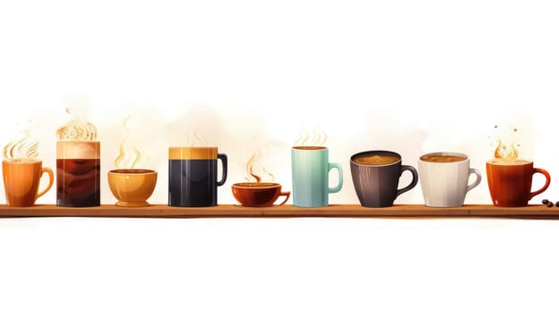 Artisanal coffee cartoon illustration - AI generated. Coffee, cup, difference, smoke.