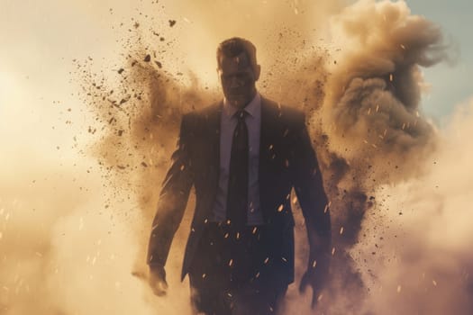 Technology disruption and job replacement concept caused by harmful technological transformation affecting the economic and workforce demands. A man profession is obsolete. AIG41
