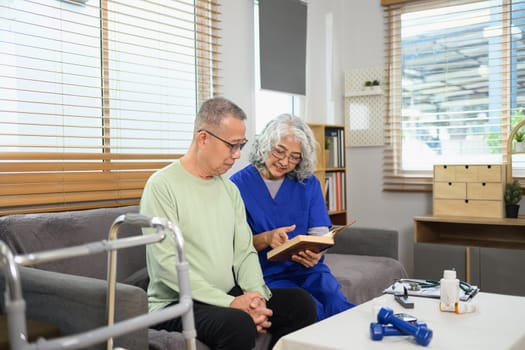 General practitioner giving consultation to senior male patient. Healthcare concept.