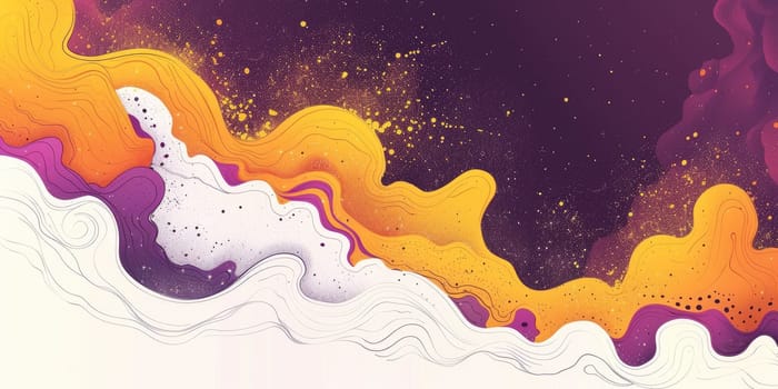 Colorful abstract painting with a white line pattern. AIG51A.