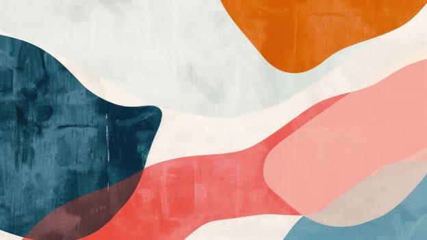 Abstract painting with muted colors and organic shapes. AIG51A.