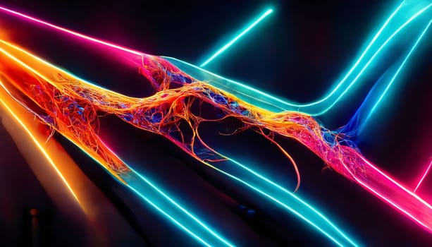 Abstract background design: Neon light lines. Abstract background. 3d render illustration.