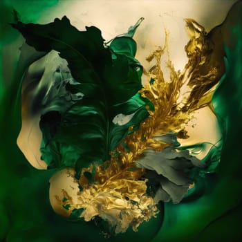 Abstract background design: Abstract art background with golden and green colors. Computer generated graphics.