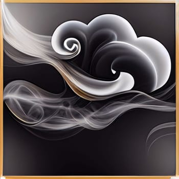 Abstract background design: Black and white abstract background with a black frame and a white cloud
