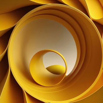 Abstract background design: Abstract background of curved paper sheets in yellow colors. 3d render