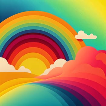 Abstract background design: Rainbow background with clouds and sun. Vector illustration. Eps 10