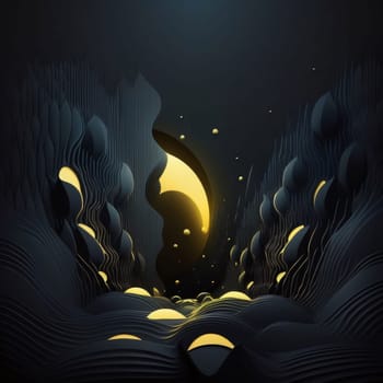 Abstract background design: Abstract background with crescent moon and clouds. 3D illustration.
