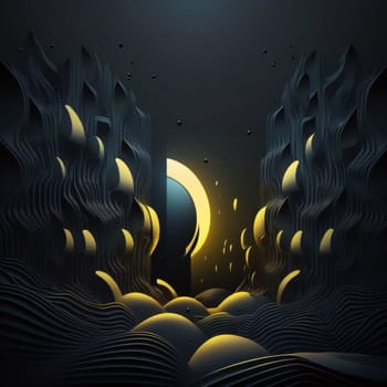 Abstract background design: Abstract background with moon and city. 3D illustration. Vector.