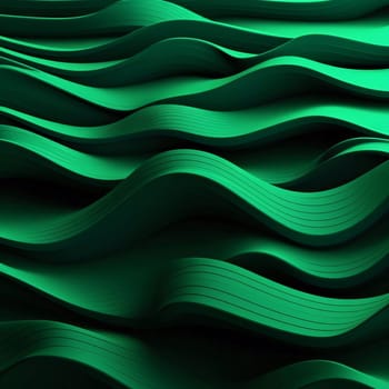 Abstract background design: 3d render, abstract background with wavy lines in green colors