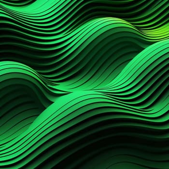 Abstract background design: 3d render. Abstract wavy background with green and black waves