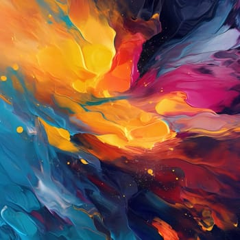 Abstract background design: Abstract background of acrylic paint in blue, orange, yellow and red colors