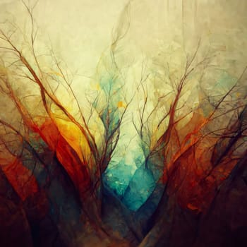 Abstract background design: abstract background with autumn trees and leaves on grunge background.