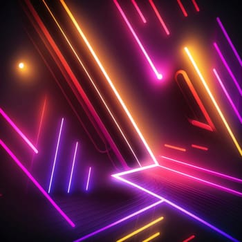 Abstract background design: Neon glowing lines in the dark, vector abstract background. 3d illustration