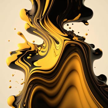 Abstract background design: Black and yellow paint splashes on white background. 3d render