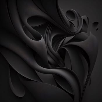 Abstract background design: Abstract black wavy background. 3d rendering, 3d illustration.