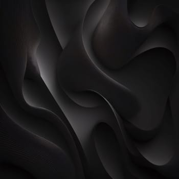 Abstract background design: Abstract black wavy background. 3d rendering, 3d illustration.