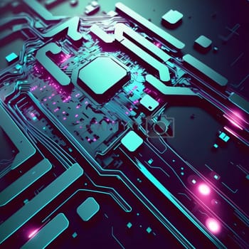 Abstract background design: Circuit board. Electronic computer hardware technology. Motherboard digital chip. Tech science background. 3D rendering