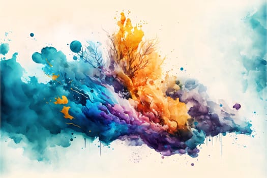 Abstract background design: Abstract colorful watercolor splash background. Digital art painting. Vector illustration.
