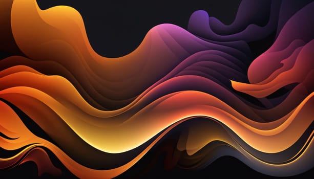 Abstract background design: abstract background with yellow, orange and purple gradient lines on black