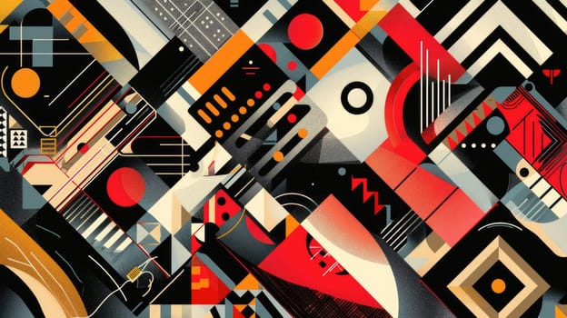 Colorful geometric shapes in a retro style AIG51A.
