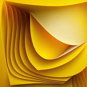 Abstract background design: Abstract background with yellow curved paper sheets. 3d render illustration.
