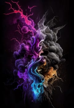 Abstract background design: Colorful smoke isolated on black background. Abstract background for design.