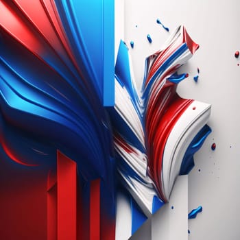 Abstract background design: 3d illustration of abstract background with red, blue and white stripes