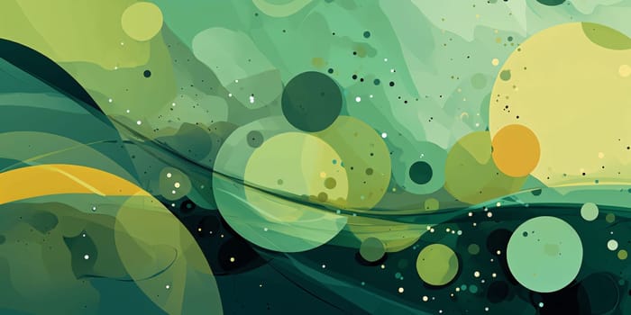 Abstract background design: Vector illustration of green abstract background with watercolor splashes and bubbles