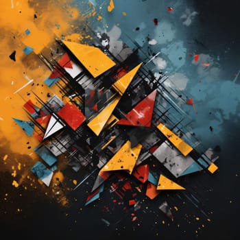Abstract background design: abstract colorful geometric shapes on grunge background, 3d illustration