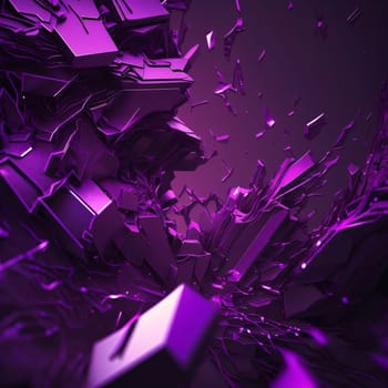 Abstract background design: 3d rendering of abstract geometric composition in violet color,digital art works.