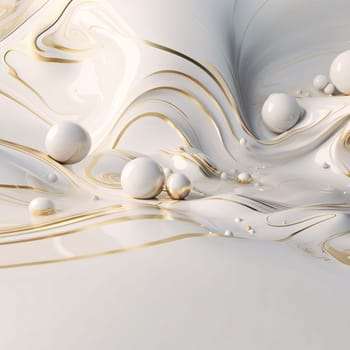 Abstract background design: Abstract background of white and golden liquid. 3d rendering, 3d illustration.