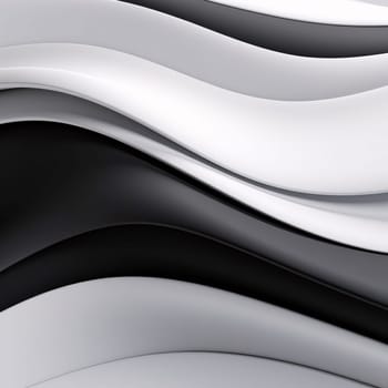 Abstract background design: abstract background with black and white curved lines, 3d illustration