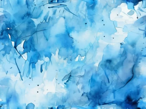 Blue watercolor background. Watercolor backdrop with brushes smears on white paper background as watercolor background with copy space.