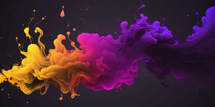 Abstract background design: Abstract colorful paint splashes isolated on black background, 3d rendering