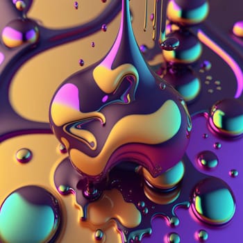 Abstract background design: Colorful drops of oil on a water surface. 3d rendering