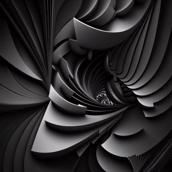 Abstract background design: 3D render of abstract fractal background with black and white curved lines