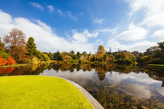 Royal Botanic Gardens Victoria on a cool autumn morning in Melbourne, Victoria, Australia