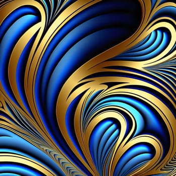Abstract background design: Abstract fractal background. Computer generated graphics. Blue and gold.