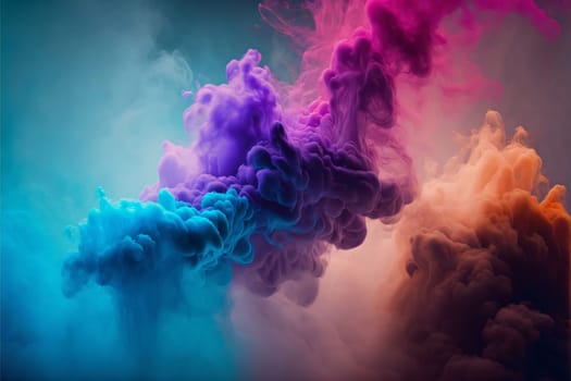 Abstract background design: Colorful cloud of smoke on a dark background. Design element.