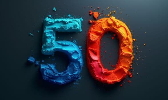 The word 5G written in colorful powder on a surface.