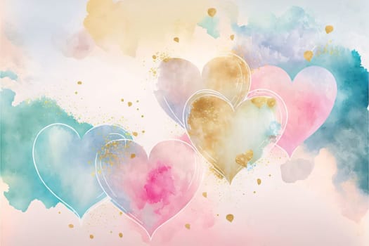 Abstract background design: Valentine's day background with watercolor hearts. Vector illustration.