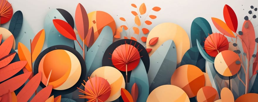 Abstract background design: Autumn background with paper cut leaves and floral elements. Vector illustration.