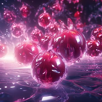 Abstract background design: 3d rendering of christmas ornaments in a dark space