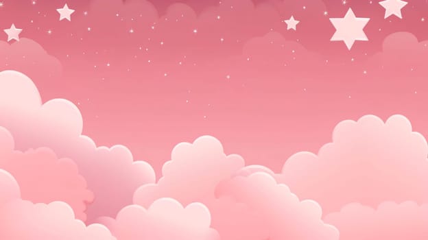 Abstract background design: Pink sky background with clouds and stars. Vector illustration. Eps 10